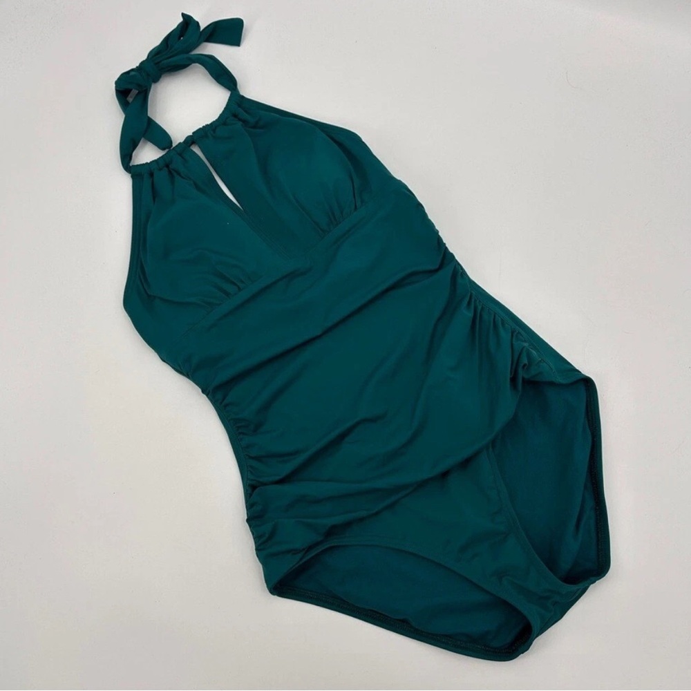 Tommy Bahama Teal One Piece Halter Swimsuit Size 8